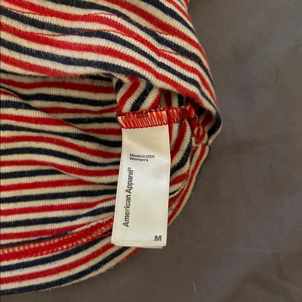 American Apparel Red and Black Striped Crop Top - Picture 3 of 3